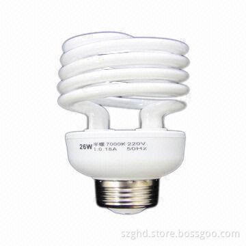26W T4 Half Spiral CFL, Energy-saving Lamp/E27/8,000 Hours Lifespan